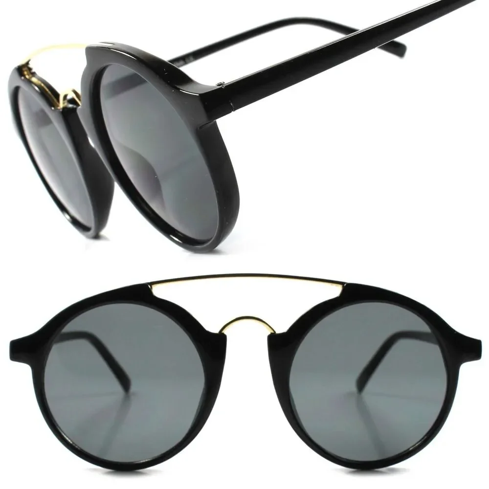 Old Indie Vintage Retro Hip Fashion Black Mens Womens Circle Round Sunglasses